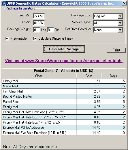 Screenshot for USPS Postage Rates and Tracking 1.0